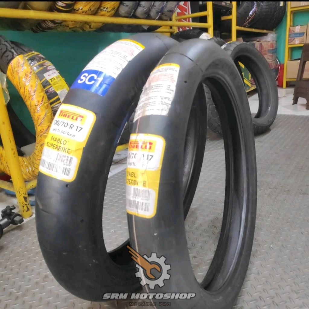 Set Ban Pirelli Diablo Superbike 110/70-17 SC1 F & 120/70-17 SC2 R Slick Tipe Soft Compond Tubeles