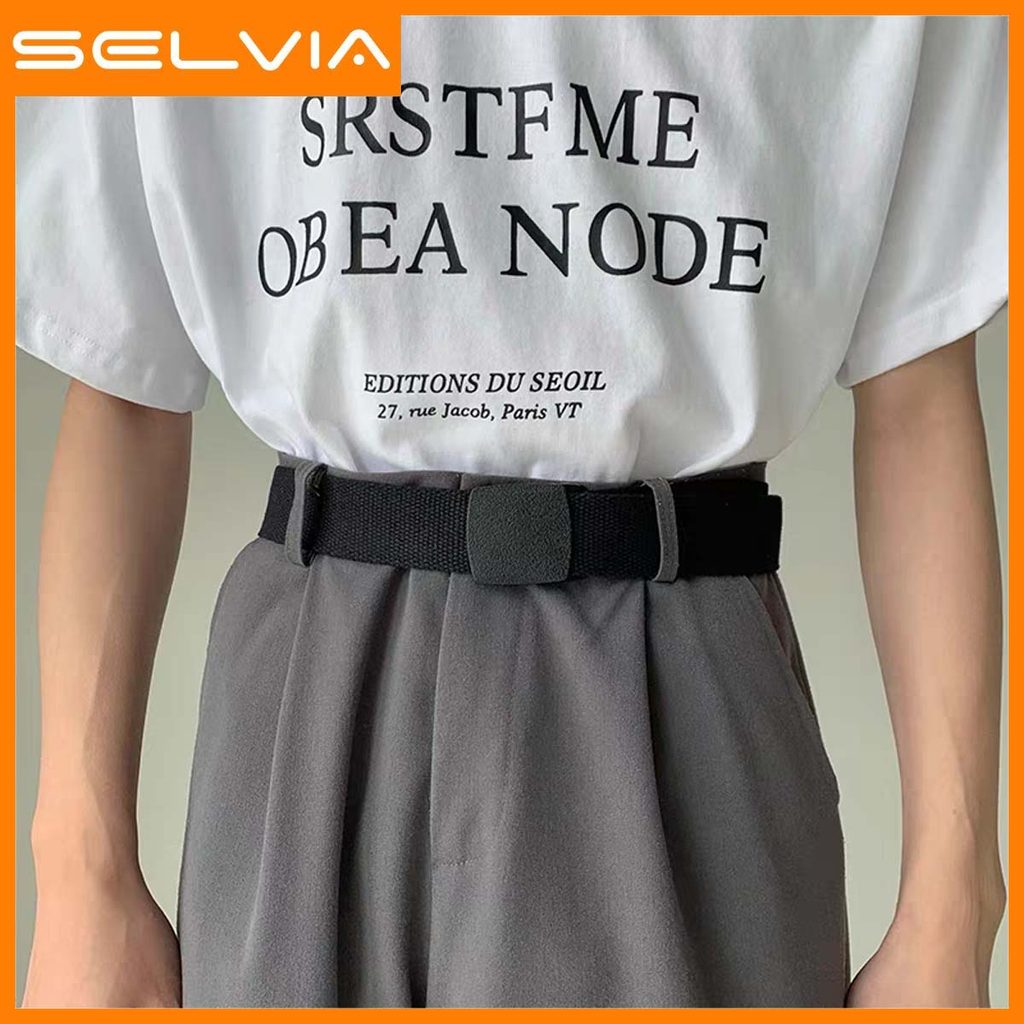 Selvia Sabuk Anyaman Tanpa Logam Unisex Ikat Pinggang Pria & Wanita Gaya Minimalis Lentur Tahan Aus 