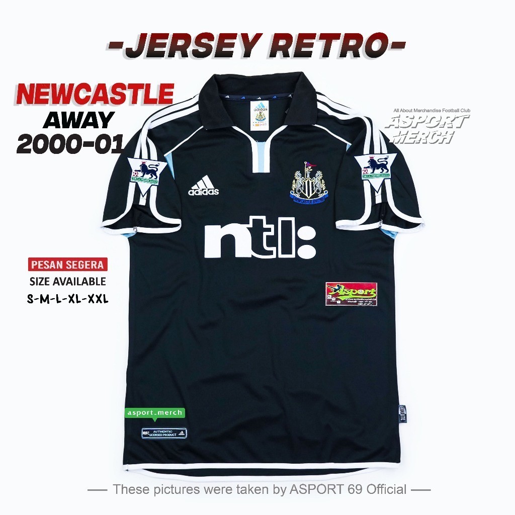 RETRO NEWCASTLE AWAY 2000 2001 HITAM