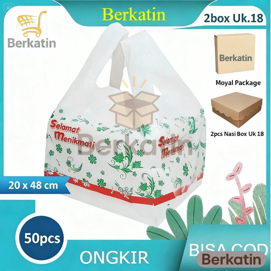 Termurah Kantong Plastik Untuk 2 Dus Box Nasi Makanan 18x18 Dan 20x20 cm