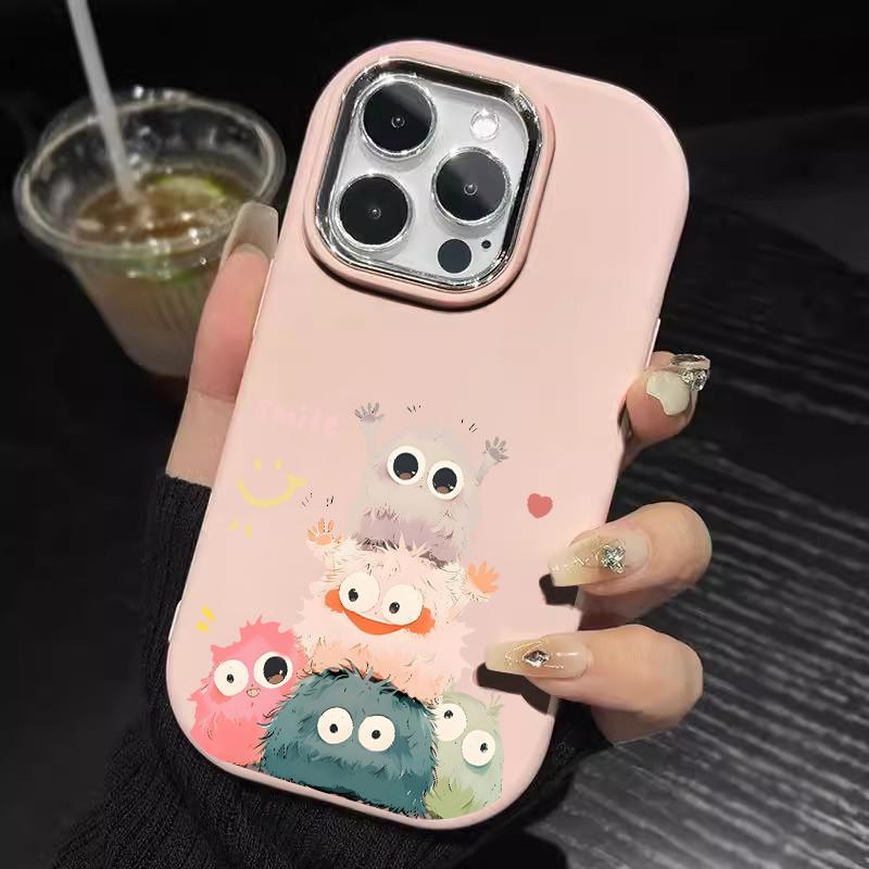 Casing Ponsel For Samsung Case A32 5G A34 M32 Oval Frame Chrome Menggemaskan Bola Bulu Softcase Hand