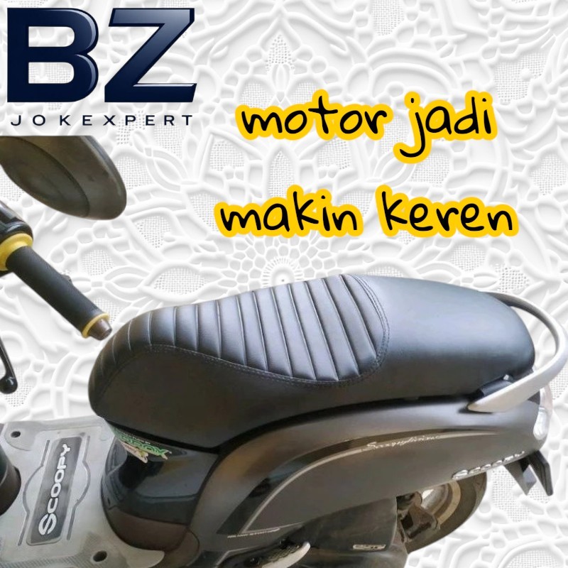 Sarung jok motor cover jok vario beat scoopy dll model CAFERACER premium custom (INSTANT ADA KARET+T
