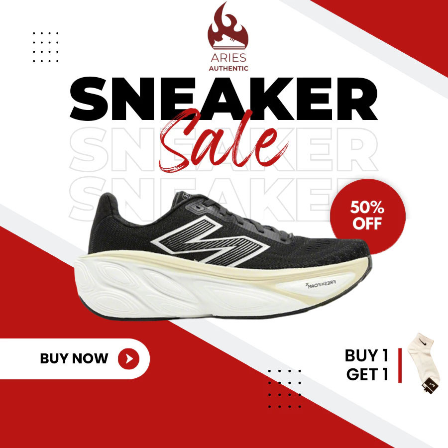 [Sepatu lari maraton] New Balance Fresh Foam X More v5 Favorit anak muda Lightweight Casual Running 