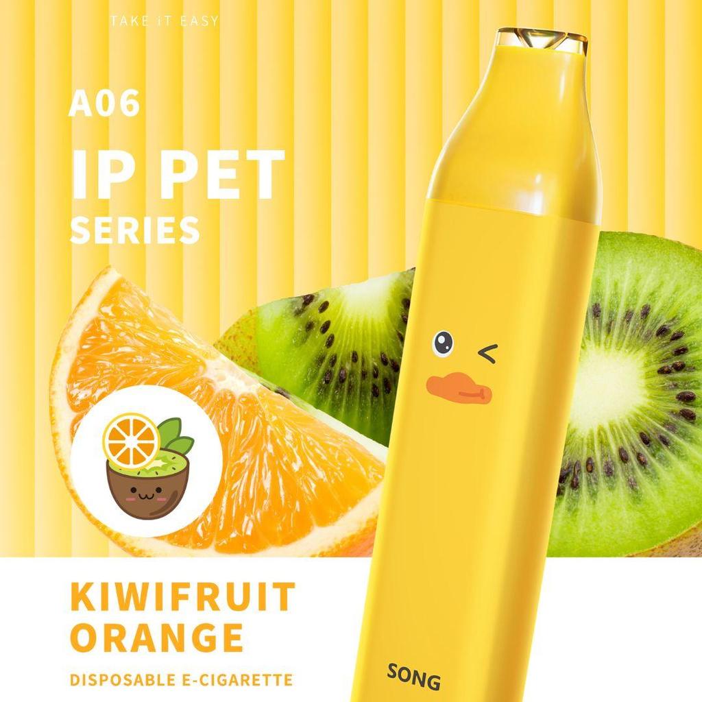 SONG IP PET - Kiwi Fruit Orange 8000 Puffs Disposable Vape Pod Sekali Pakai Motif Lucu Duck Bebek