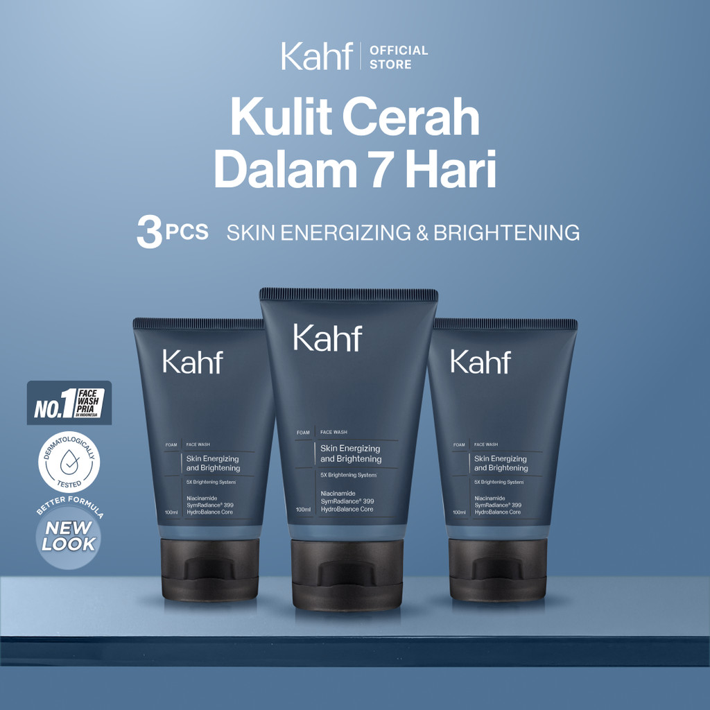 [KAHF BUNDLE 3IN1 PAKET FACIAL WASH] Triple Pack Face Wash 100 ml - Sabun Cuci Muka Pria Brightening