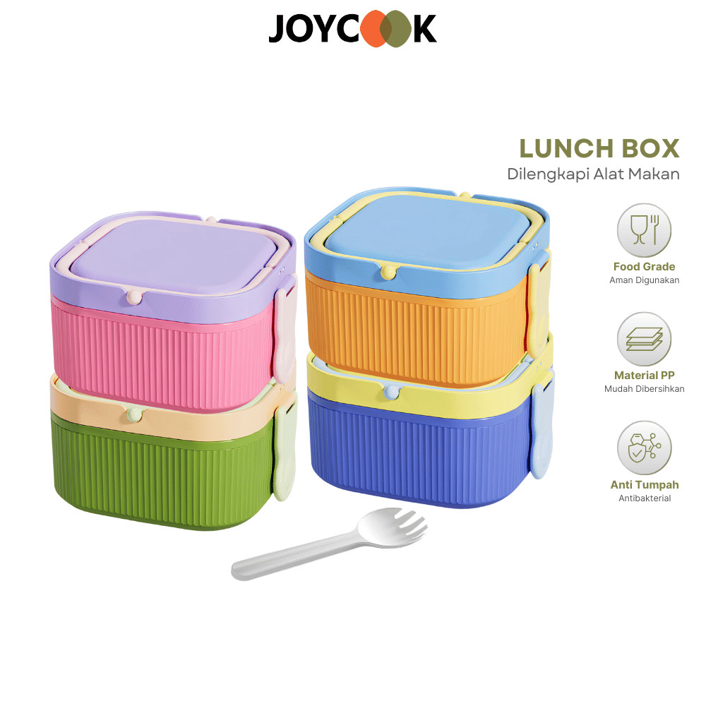JOYCOOK Kotak Bekal Makanan Food Grade Set Alat Makan Anti Bocor Lunch Box Anak Dewasa Desain Lucu