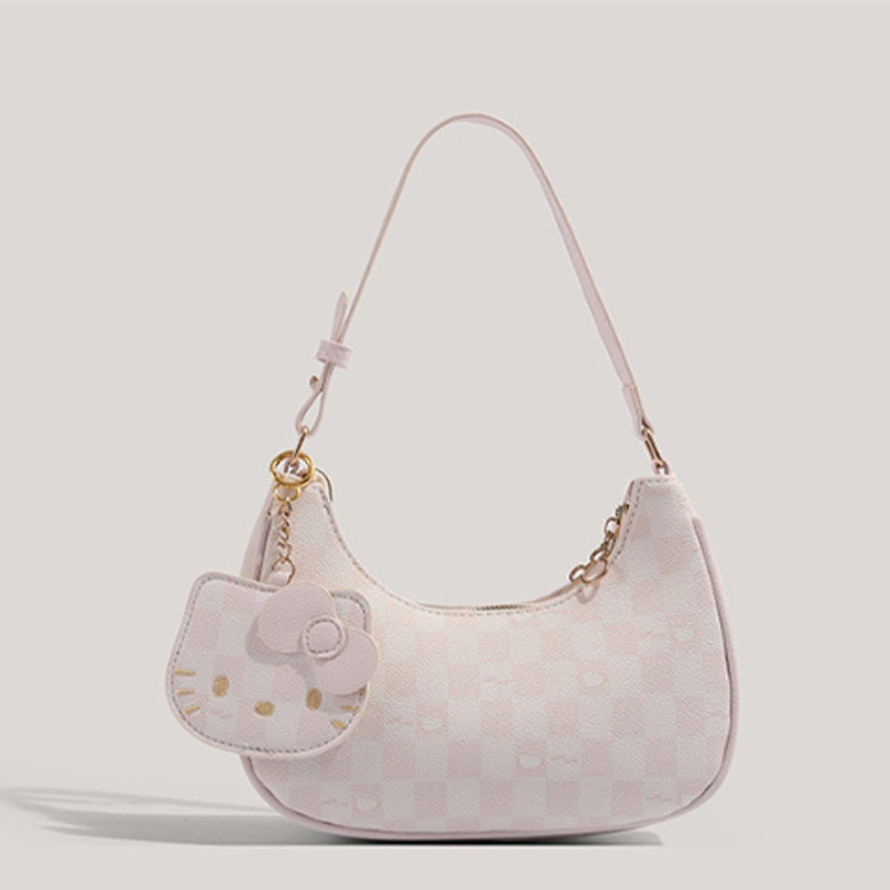 MINISO Sanrio HelloKitty Women's Armpit Bag Crescent Shoulder Bag Tote Fashionable Fashionable Cresc