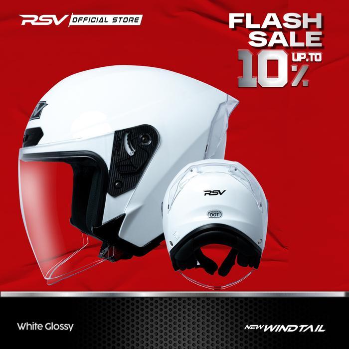 HELM Half Face RSV NEW WINDTAIL WHITE GLOSSY Motorcycle - RSV Helmet - MD