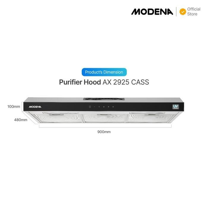 MODENA AX 2925 CASS Purifier Slim Hood Hybrid // MODENA AX2925CASS Cookerhood Penghisap Asap Dapur
