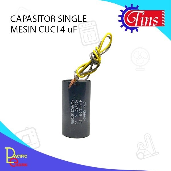 KAPASITOR MESIN CUCI 4uF KAPASITOR TINS SINGLE KAPASITOR MESIN CUCI 1 TABUNG