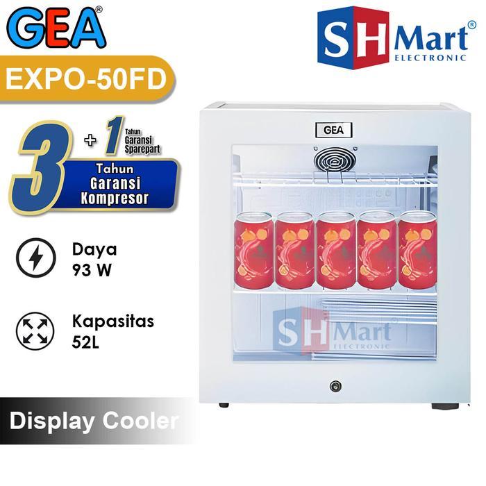 GEA SHOWCASE MINI PORTABLE KULKAS MINUMAN DISPLAY COOLER GEA EXPO-50FD - SILVER