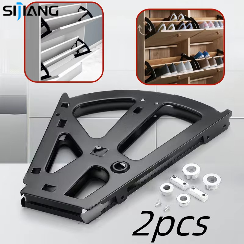 SIJIANG 2pcs Rak Sepatu 1/2/3Susun HITAM BESI / Engsel Rak Sepatu Kipas/ Fitting Rak Sepatu Putar /B