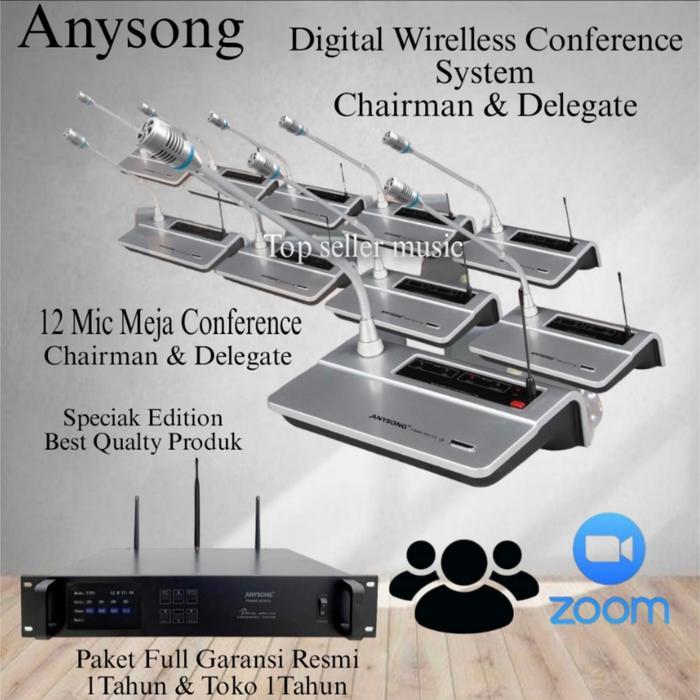 Paket Mic Meja Wireless Conference 12 Mic,Chairman,Delegate,Anysong