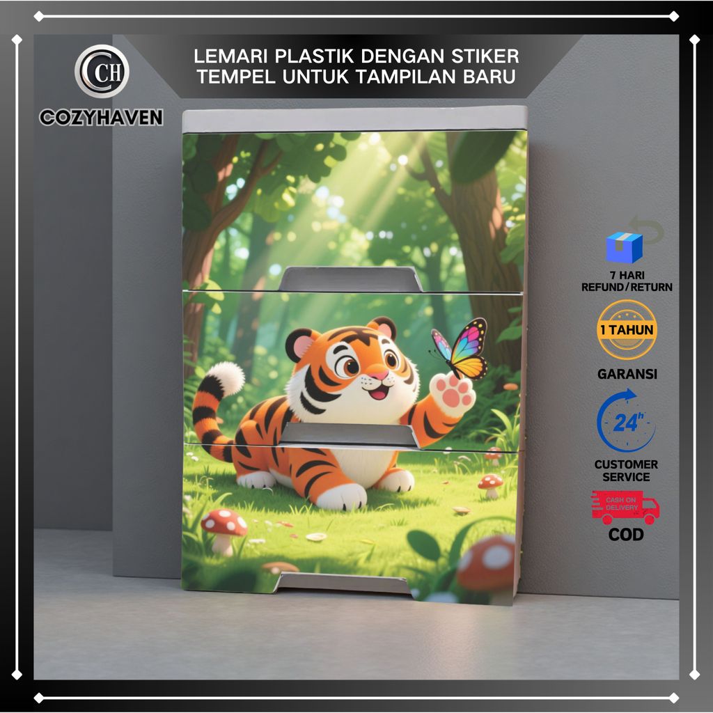CozyHaven - Lemari Plastik Dengan Stiker Tempel Untuk Tampilan Baru