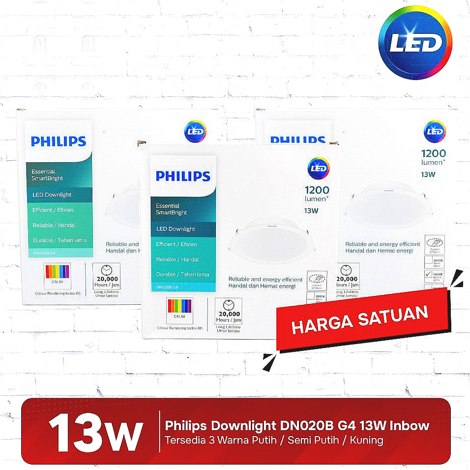PHILIPS Lampu Led Panel Downlight DN020B G4 13w 13W 13 Watt 13 WATT IB Inbow Bulat Cahaya Putih Lamp