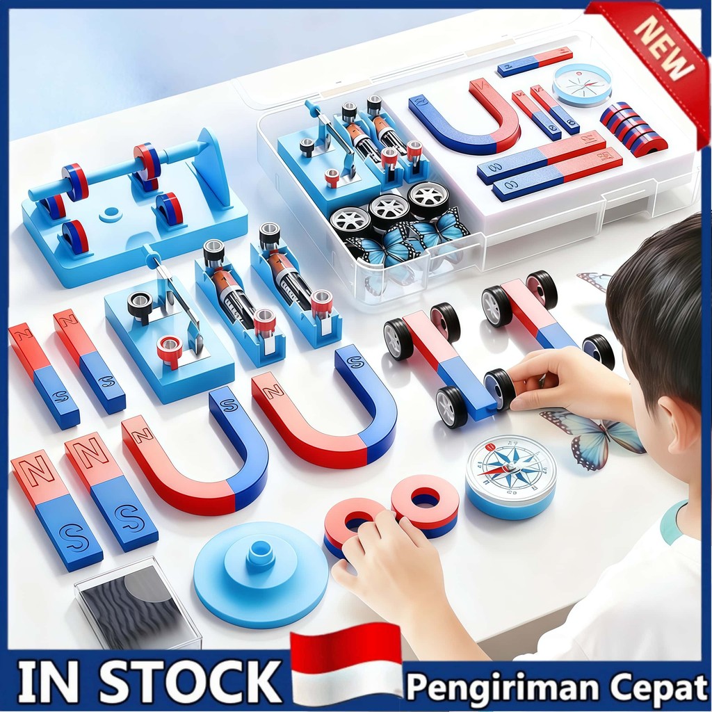 Kidditoy 52Pcs Magnet Eksperimen Play Set Science Mainan Edukasi Magnet Pembelajaran Gravitasi Medan
