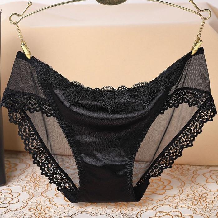 Celana Dalam wanita Satin Sutera import mengkilap - Hitam, L