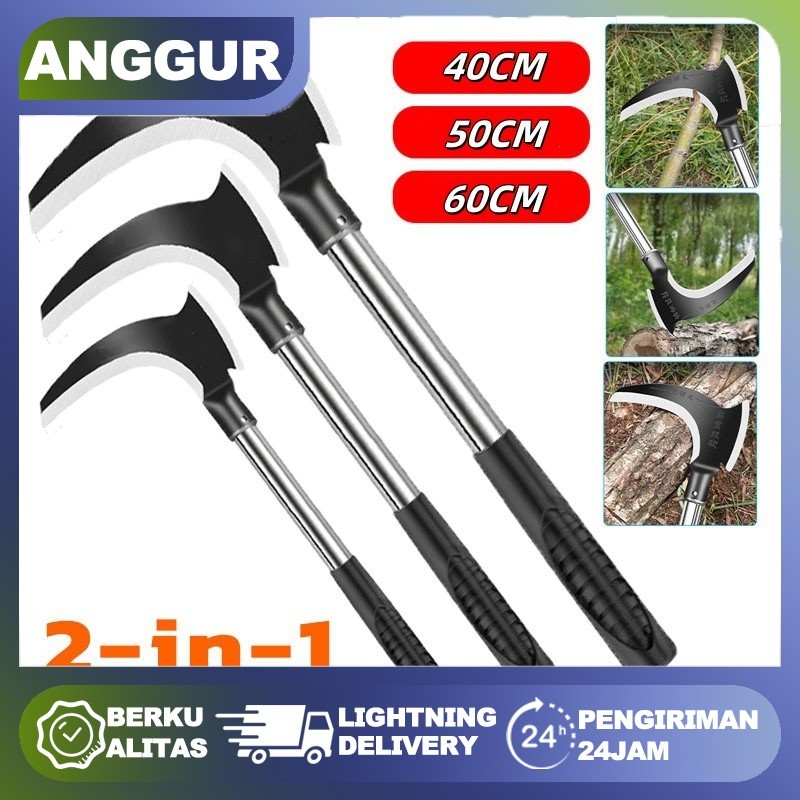(40/50/60CM)Sabit Kapak Ganda Sabit rumput multifungsi & arit baja asli untuk pemotong ranting pohon