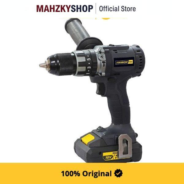 Krisbow Bor Impact Cordless 13 mm 18V - Hitam Cordless Impact Drill Bor Cordless Impact