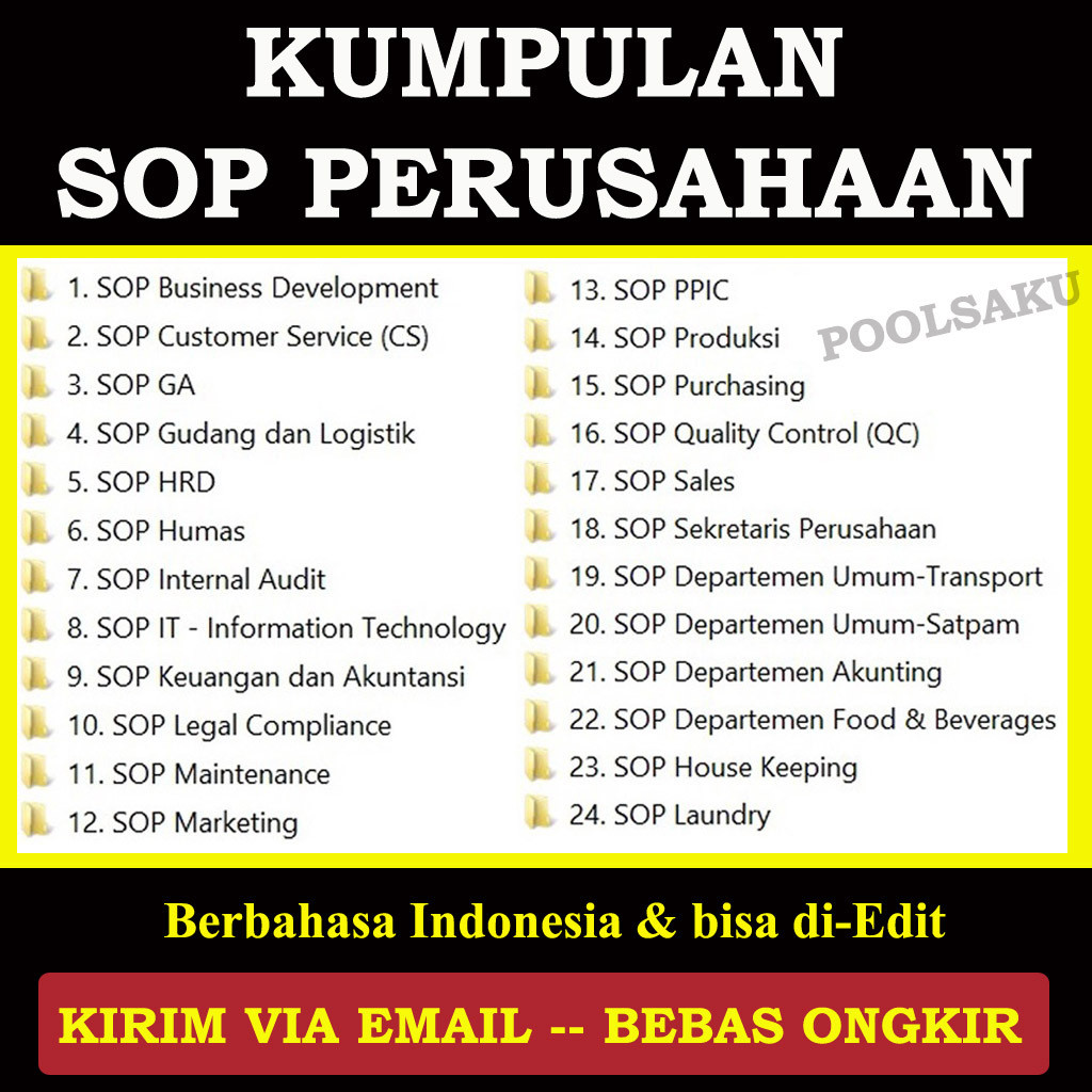 SOFTWARE CONTOH SOP PERUSAHAAN LENGKAP / SOP ORGANISASI KOMPLIT / SOP KANTOR