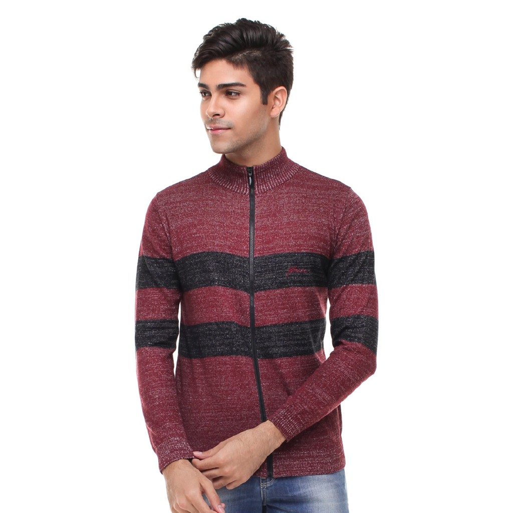 Johnwin - Jacket Casual Pria - Outer Pria - Garis Hitam - Merah - ASW.661.U015.01.C -L/S