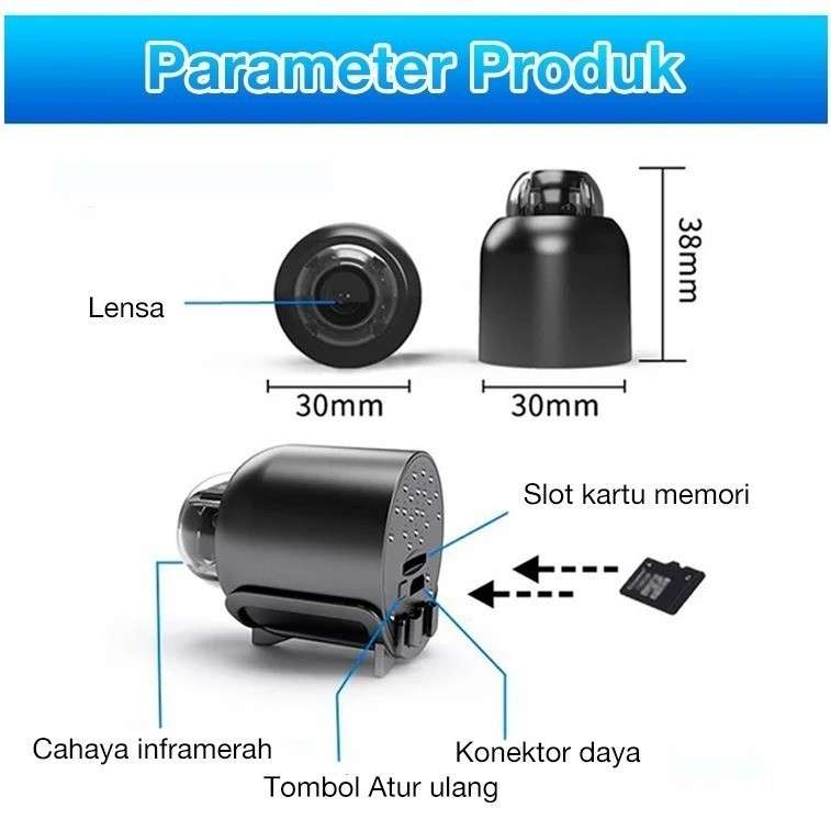 Kamera Mini WIFI CCTV Mini Tersembunyi Tanpa Kabel 1080P CCTV WIFI Jarak Jauh Lewat hp Bluetooth Cam