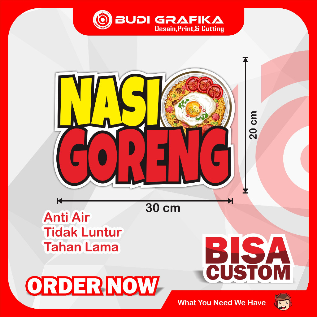 Sticker Etalase Stiker Gerobak Sticker Nama Usaha Sticker Nasi Goreng Sticker Full Colour