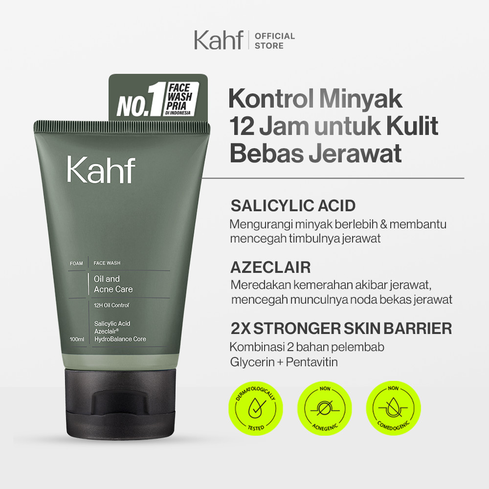 [CREATOR'S PICK] Kahf Face Wash Oil and Acne Care 100 ml - Sabun Cuci Muka Pria untuk Membantu Lawan