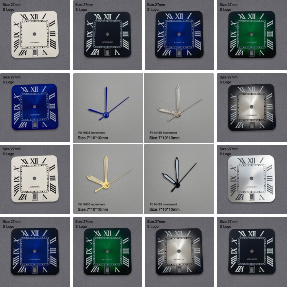 New 27mm S Logo Square Rome al Fit NH35/NH36/4R/7S Automatic Movement Fit 6 O'clock Wat Accessories 