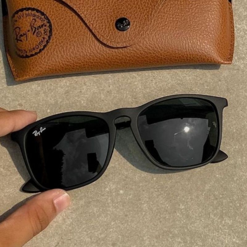 TERMURAHHH  Kacamata Pria RAY-BAN CHRIS RB4187 Lensa Kaca Black Doff Authentic Ori