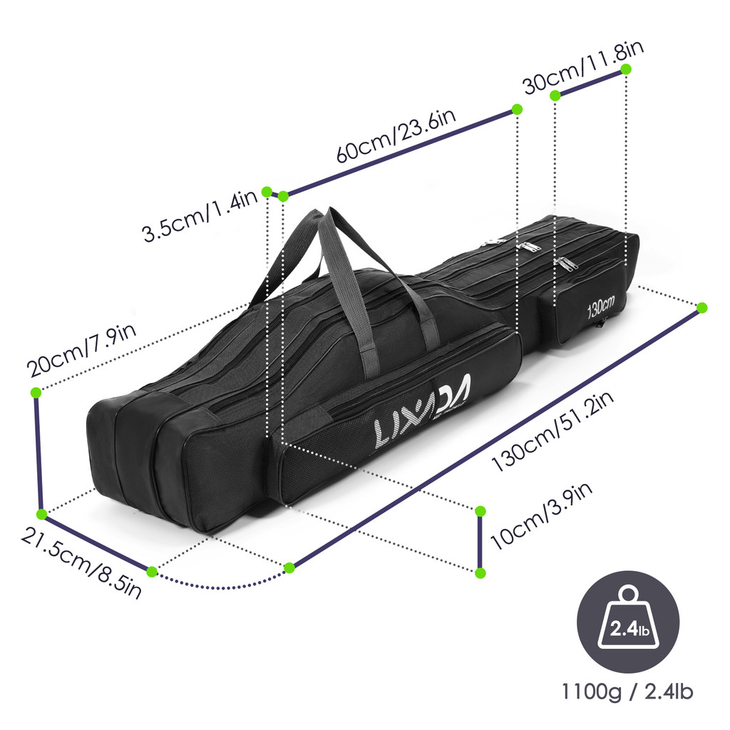 130cm/150cm Three Layers Fishing Bag Portable Folding Fishing Rod Reel Tackle Tool Carry Case Carrie