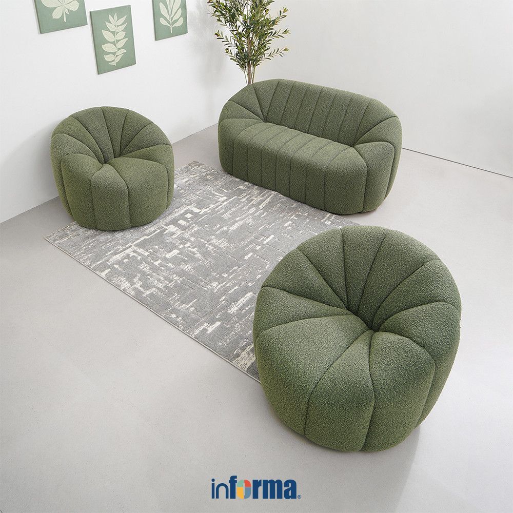 Informa Set 3 Pcs Yolland Sofa Fabric 1 & 2 Seater - Hijau