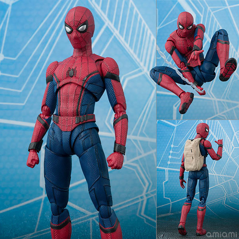 S H Figuarts Spider-Man Homecoming Ver Action Figure with Backpack Tom Holland Poseable Model Collec