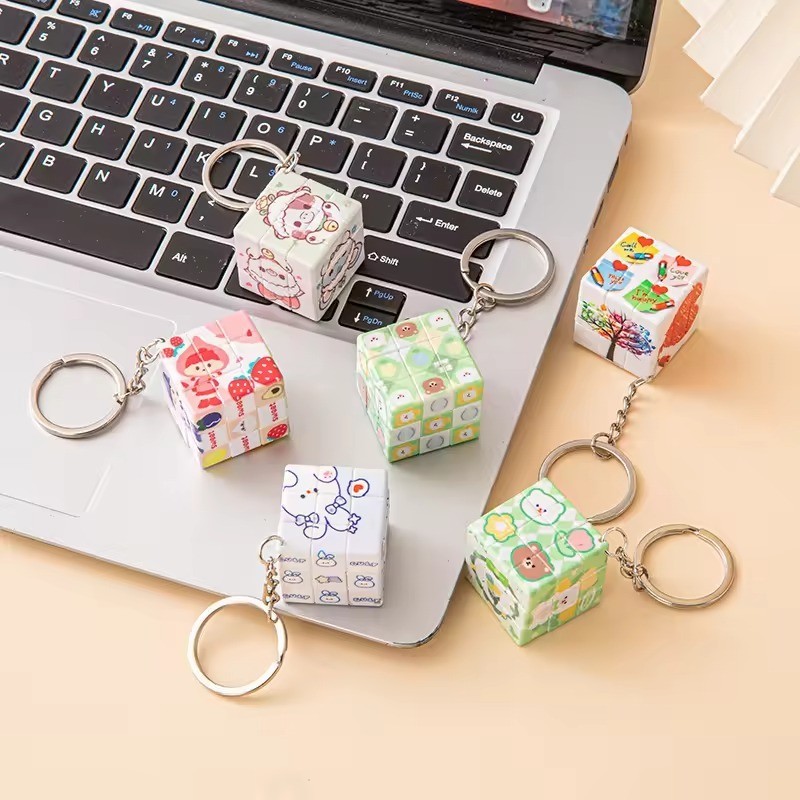 Yuma Gantungan Kunci Kubus Rubik Disney Lucu Kartun Mickey Mouse LinaBell Kuromi Gantungan Kunci Per