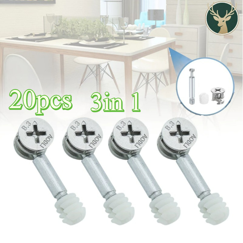 Minifix 20set Baut Knock Down Skrup Kayu 3.5cm Minifix Baut Knock Down Skrup+Casing/Baut Knock Down 