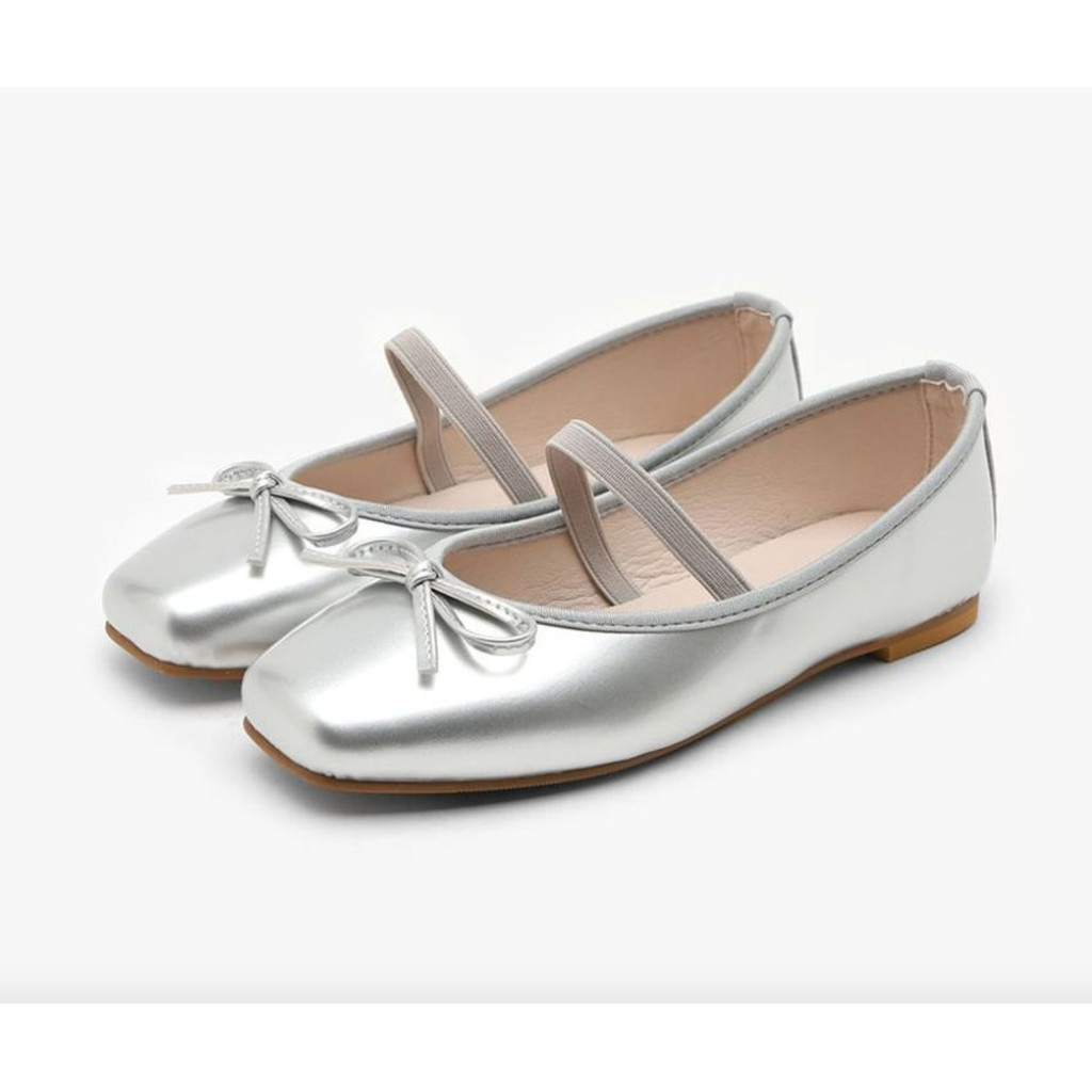Sepatu Flat Wanita Sappun Erino Enamel Ribbon Maryjane Flats (1cm) Silver