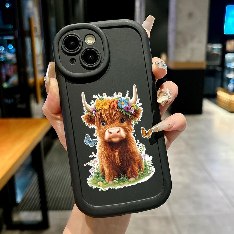 Softcase For Iphone Case 11 13 Pro Max 12 15 7 Plus8 Plus X XS XR Kartun Sapi Soft Camera Silicone C