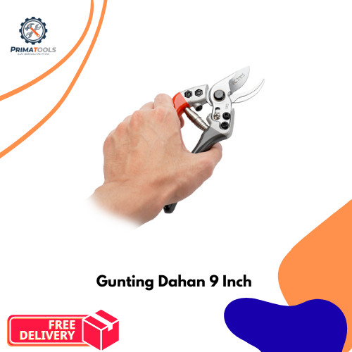 Kapusi Gunting Dahan Elite Gemuk Orange Abu Gagang Karet SK-5 9 inch K-8651