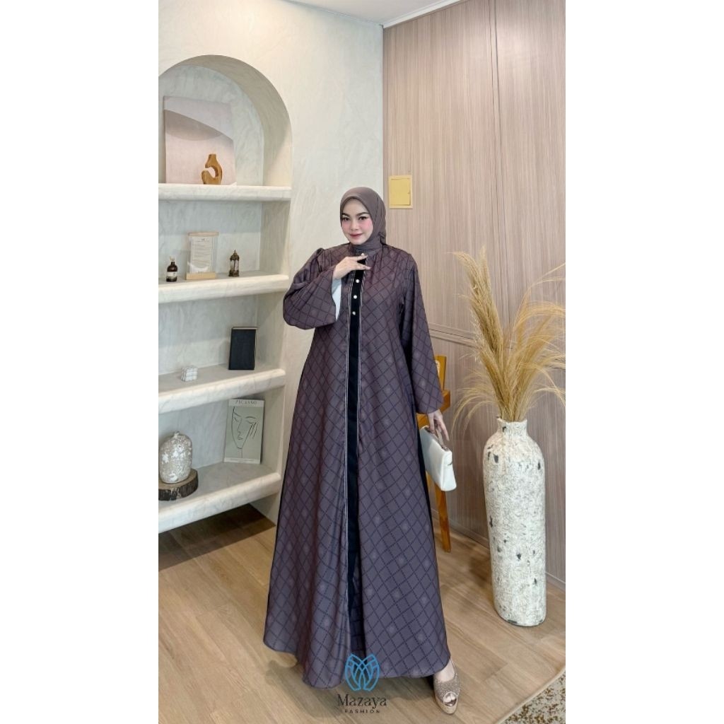 Jasmine Abaya by Mazaya Fashion Original - Dress dengan Bahan Lady Ice Signature Printing Mazaya