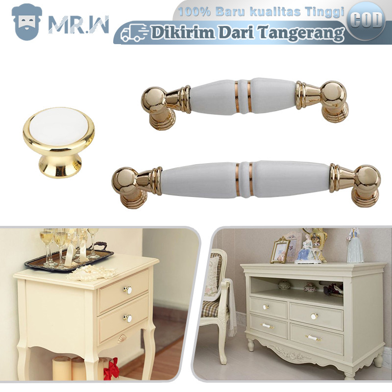 Handle Tarikan Lemari Ceramic Gaya Eropa Handle Pintu Lemari Minimalis Gagang Laci Emas