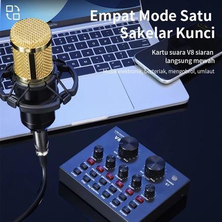 PAKET LENGKAP LIVE STREAMING KOMPLIT MIC CONDENSER BM 800 + SOUNDCARD V8 - V8+BM800