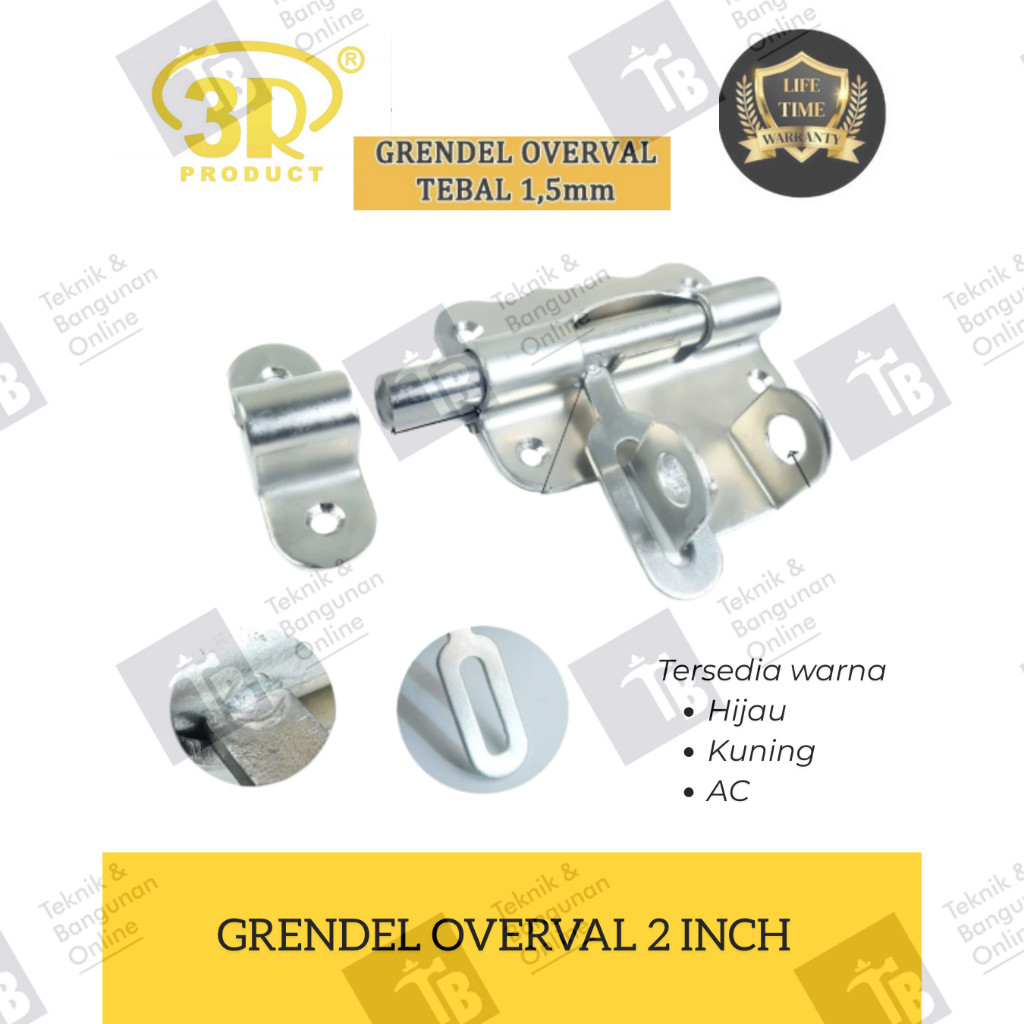 3R Grendel Overval 2 Inch 2" / Grendel Pintu Tebal 2inch