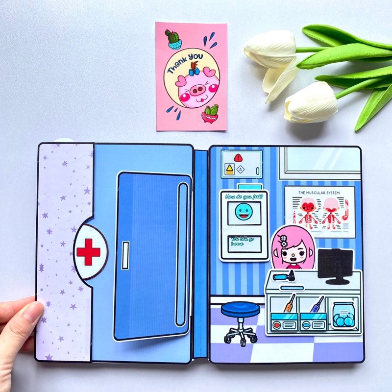 Laminasi Glossy Toca Life World Quiet School Hospital  my melody book diy book nook book toy stiker 