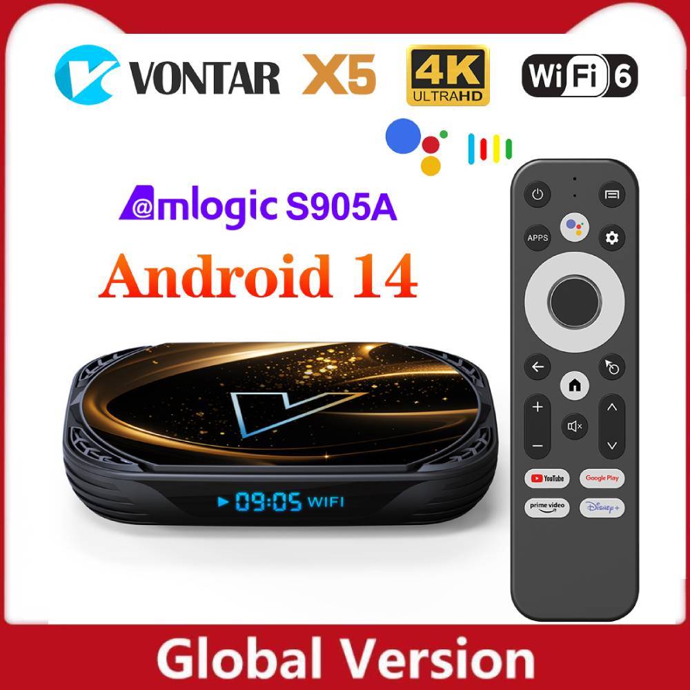 VONTAR Amlogic S905X5M X5 Android 14.0 TV Box S905A 1000M AV1 4K 60fps Google Player Youtube WiFi6 B