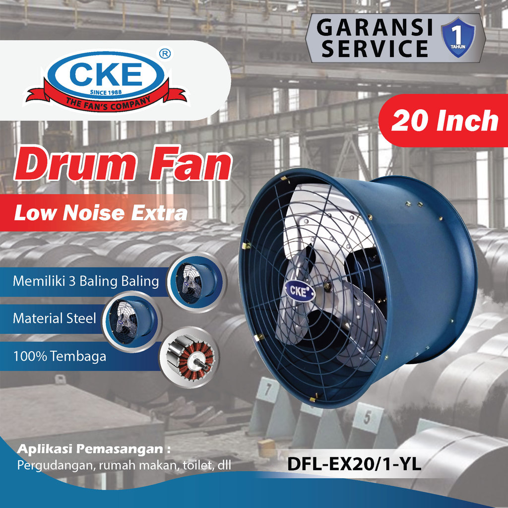 CKE Drum Fan 20 Inch Blower Tabung Blower Gedung Exhaust Drum Axial Drum Fan 20 Inch