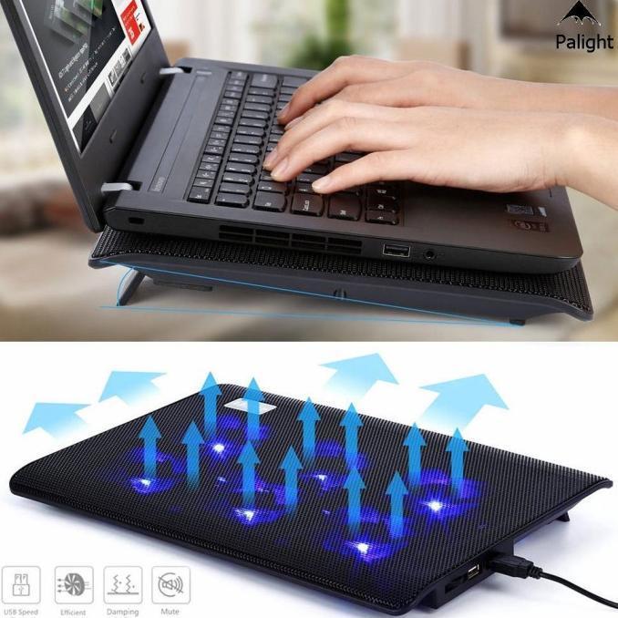 NUOXI Cooling Pad Cooler 6 Kipas + USB Hub Notebook Pendingin Laptop