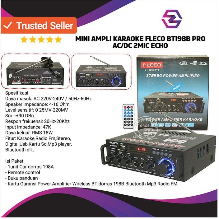 BISA COD Mini Amplifier Karaoke Fleco BT198B PRO Bluetooth USB SD MP3 Subwoofer