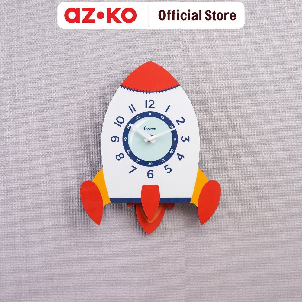 AZKO Forhom Jam Dinding Anak Rocket Wall Clock Jam Tembok Analog Aesthetic Dekorasi Rumah Hiasan Din
