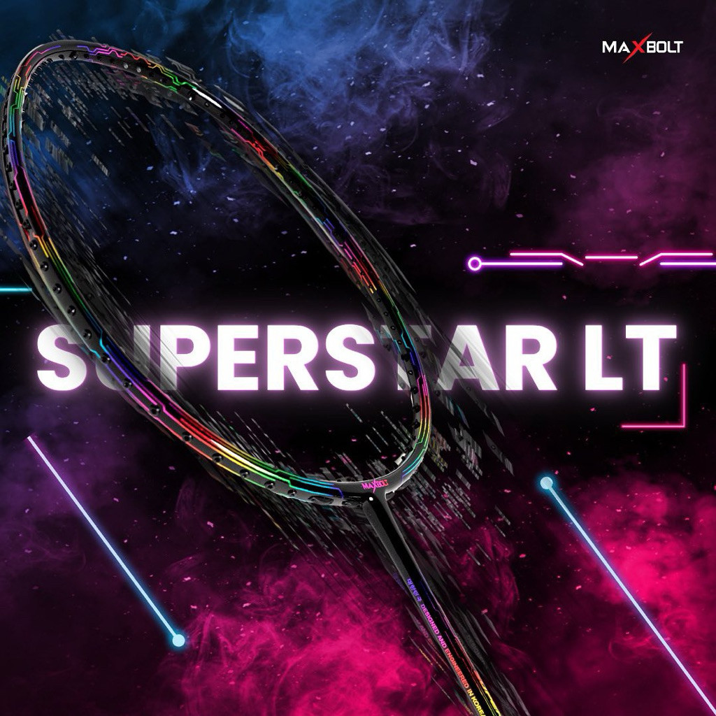 Raket Maxbolt Superstar LT Rainbow 5U Original | Head Heavy | Max Tension 30lbs | Power Smash | Free