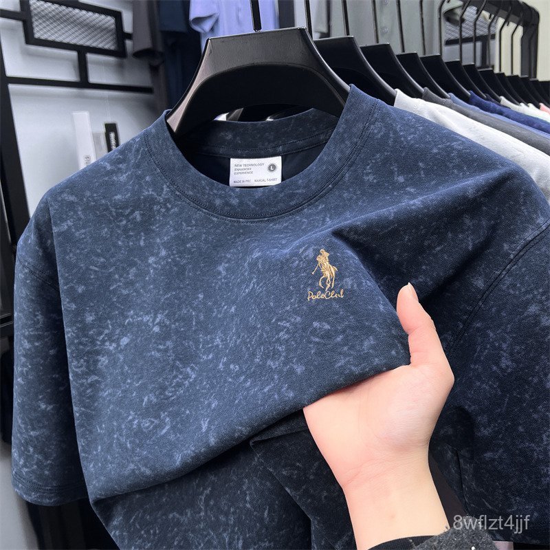 Men's Trendy Brand Embroidered Batik T T-shirt Casual Fashion Cool Breathable Short Sleeve Top